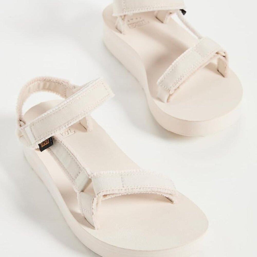 Women's Canvas Sandals Rubber Sole Adjustable Flip Flops Casual Comfort - Picture 4 of 4